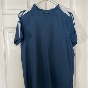 Blue dri fit t-shirt with white accents. Size medium.